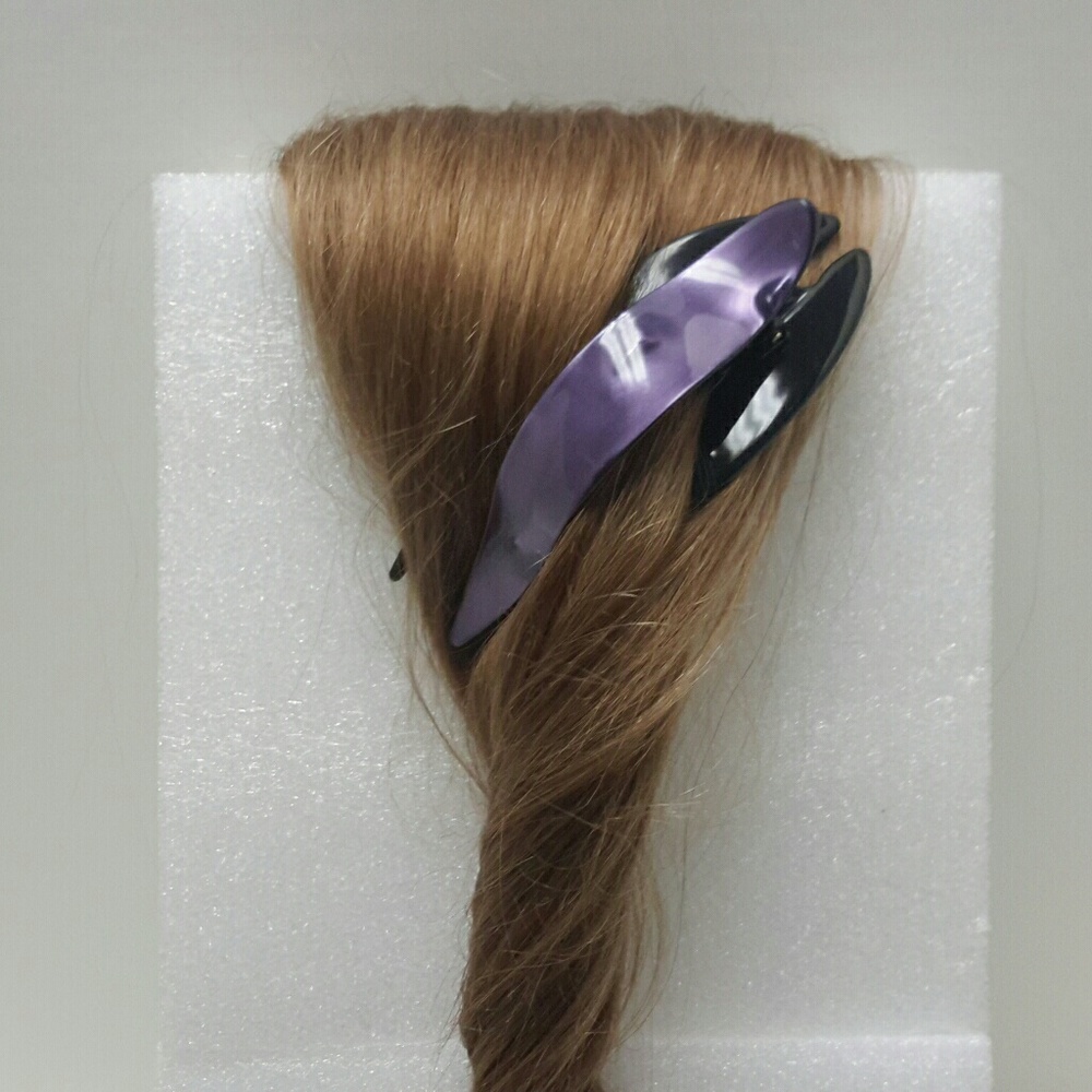 Purple and Black Marbled Resin Hair Claw